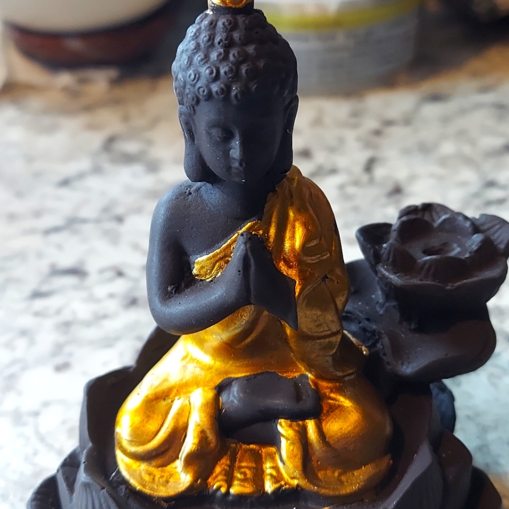 Budda Backflow Incense Burner Rose cones included